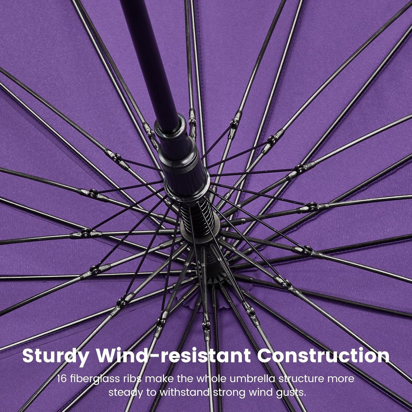 G4Free 54 Inch Large Windproof Umbrella for 2 Persons, 16 Ribs Auto Open Classic Wooden J Handle Cane Stick Golf Rain Umbrellas for Men Women Travel 120cm