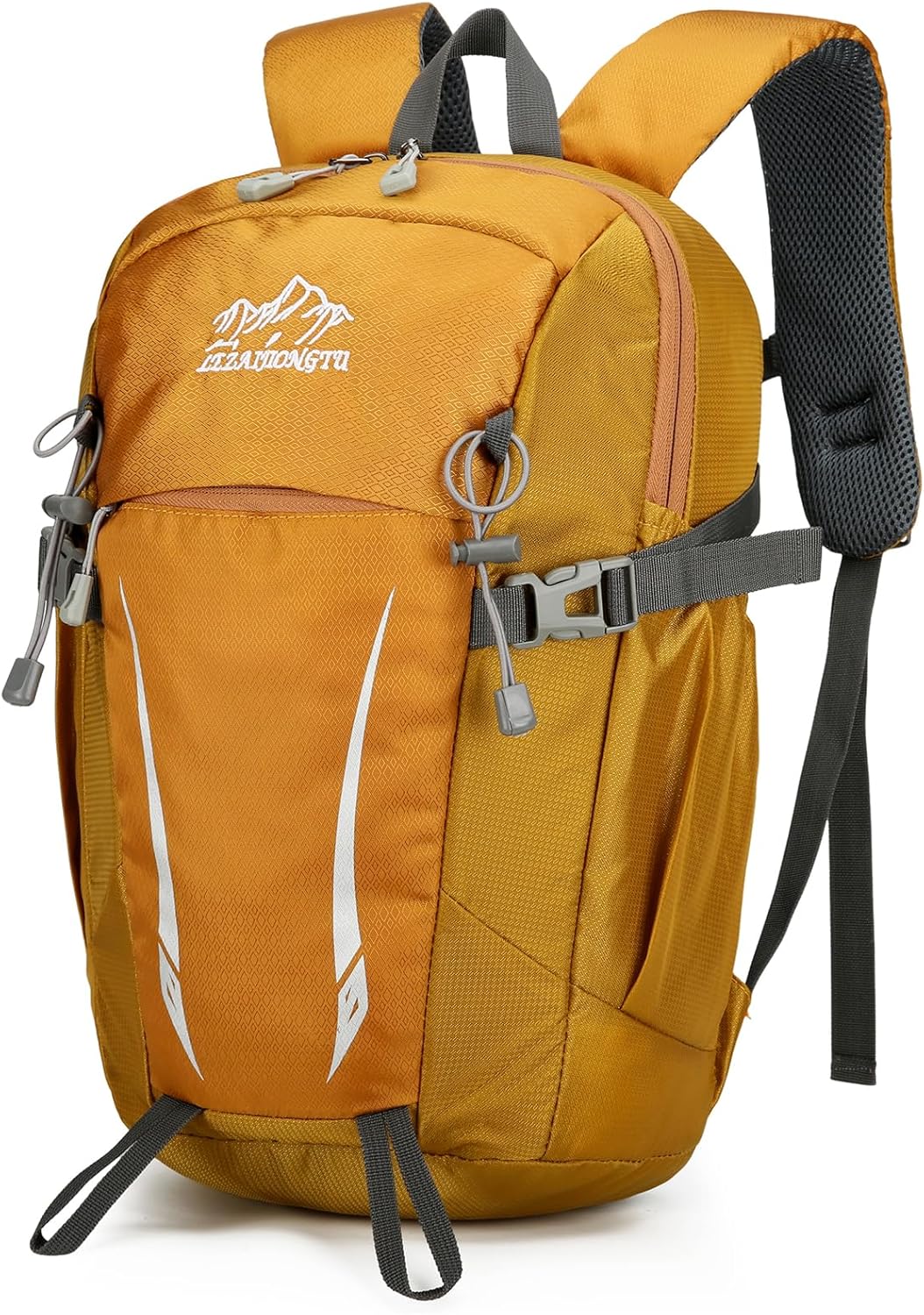 15L Small Padded Hiking Backpack with Chest Strap for Men Women, Lightweight Waterproof Daypack for Travel, Yellow