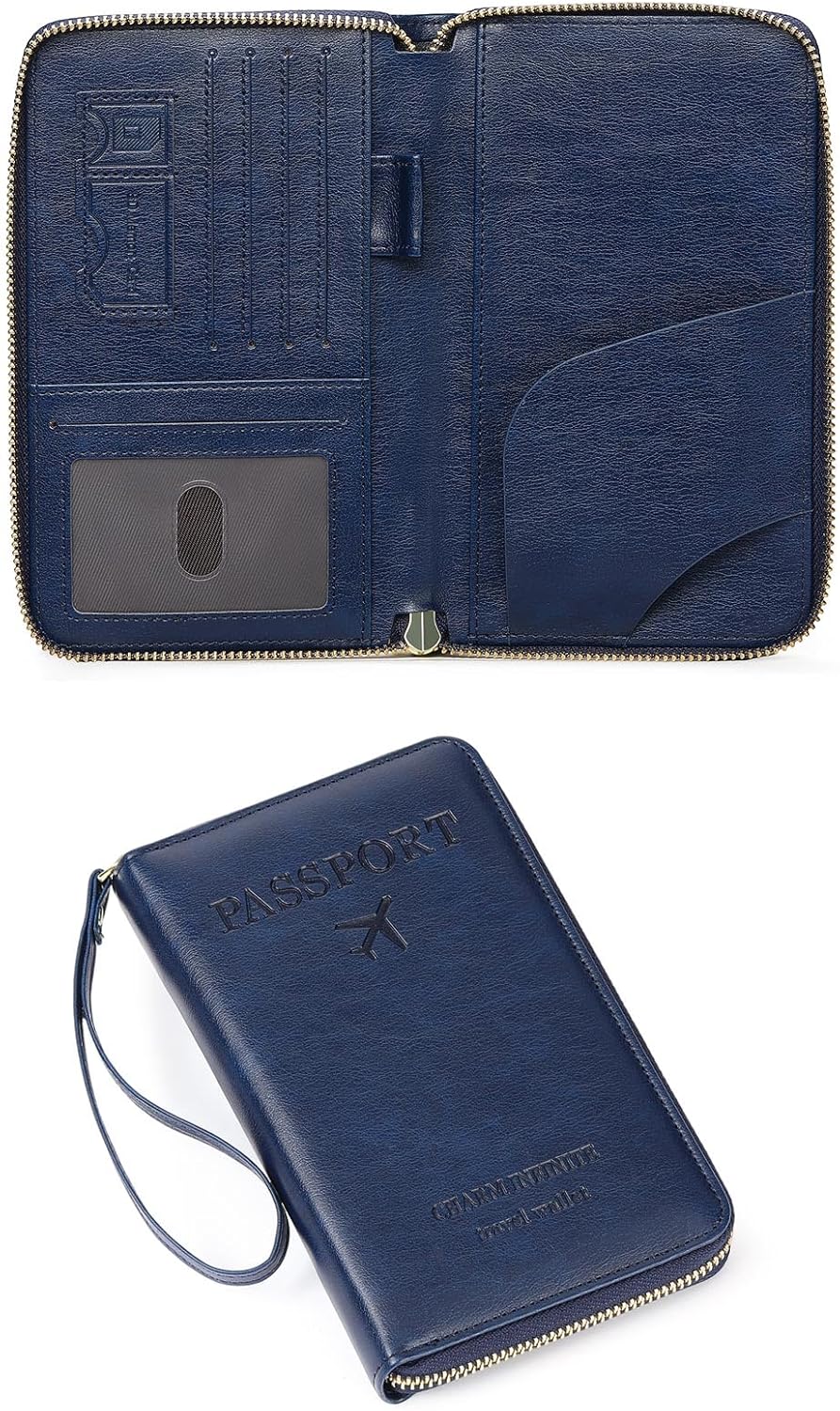 Leather RFID Blocking Passport Holder Travel Wallet, Passport Cover/Travel Wallet for Women/Men with