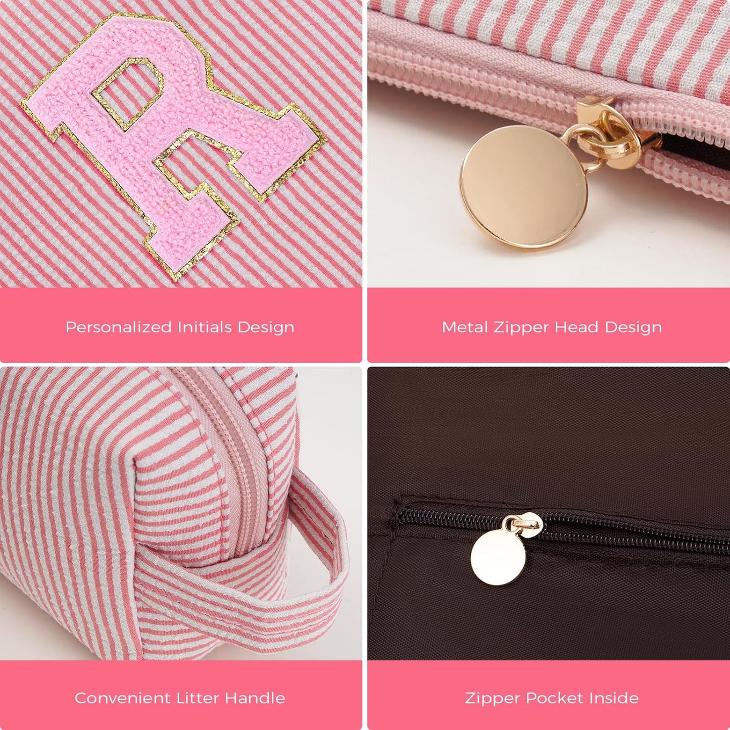 Personalized Anniversary Wife's Birthday Gifts,Mothers Day Gifts for Women,Wife Gifts from Husband,Cool Birthday Gifts for Wife,Makeup Bag Set Cosmetic Bag for Teen Girls - Peach,R