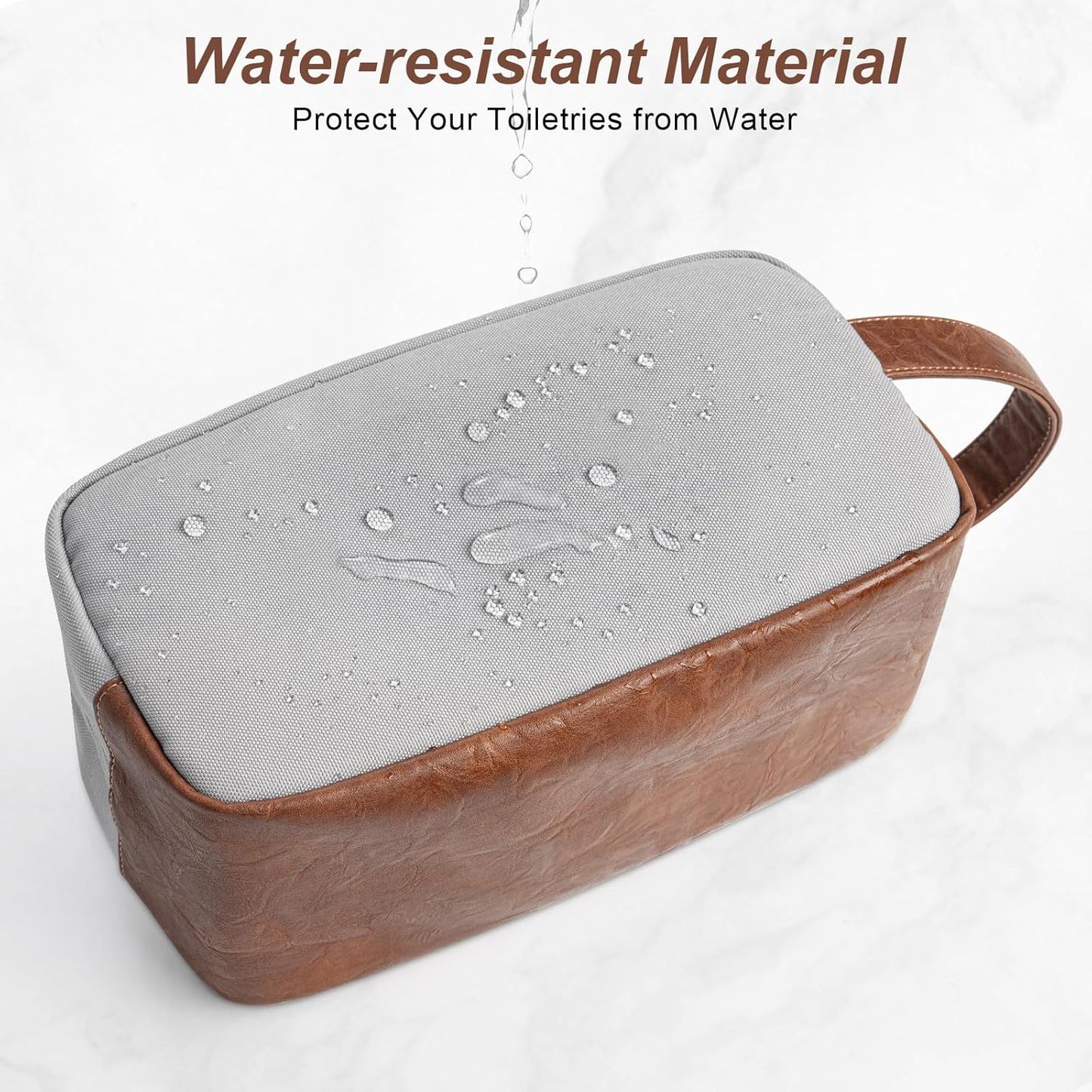 Travel Toiletry Bag for Men, Hanging Toiletry Organizer, Water Resistant Shaving Kit with Large Capacity for Travel Accessories (Grey, Medium)