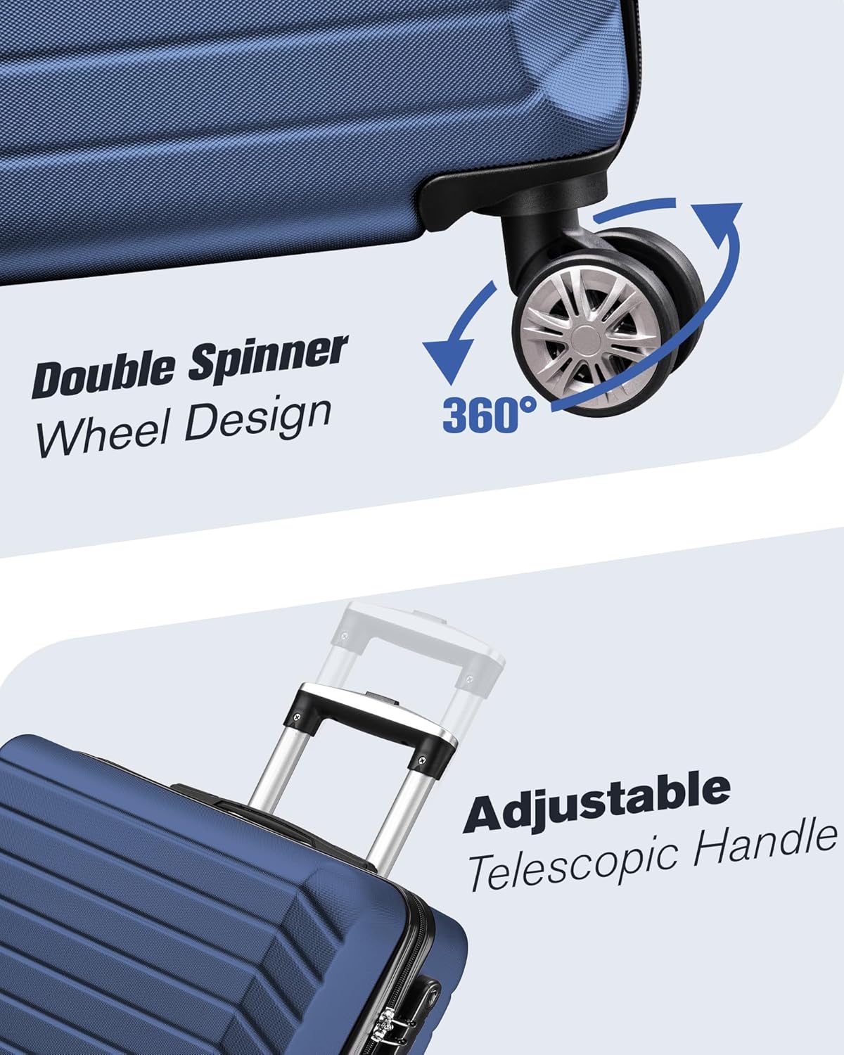 10 Piece Luggage Sets, 3 Piece Suitcase Set, 20 inch Carry on Luggage, 24 inch and 28 inch Checked Luggage with 7PC Packing Bags