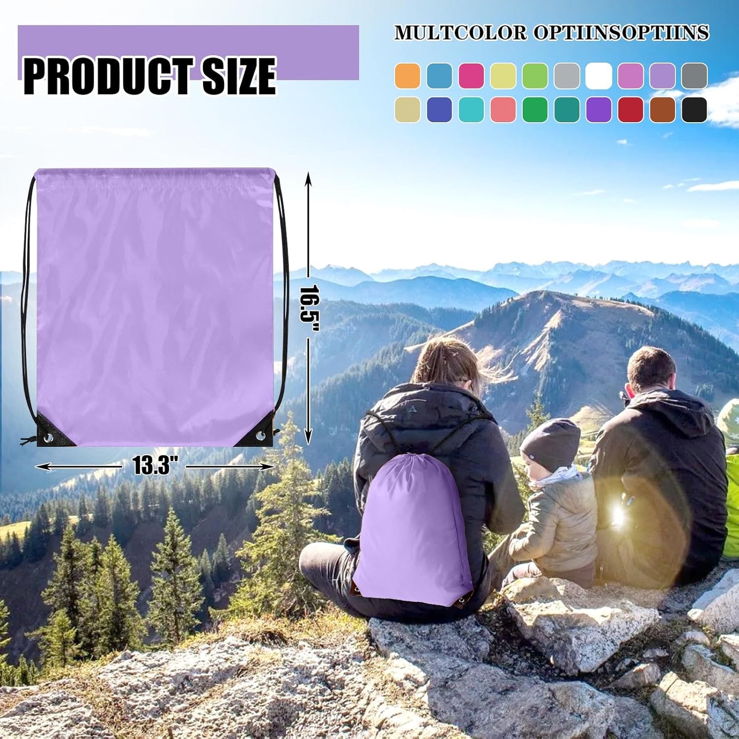 100 Pieces Drawstring Backpack Bulk Cinch Sackpack Ployster Drawstring Bags for Gym Party Trip(Lavender)