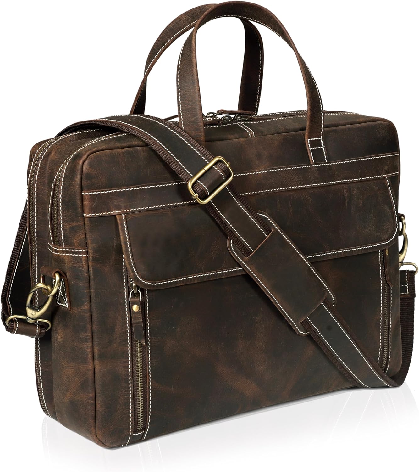 Full Grain italian Leather Briefcase for Men Top Choice Gifts Handcrafted Laptop Bag with Multiple Compartments