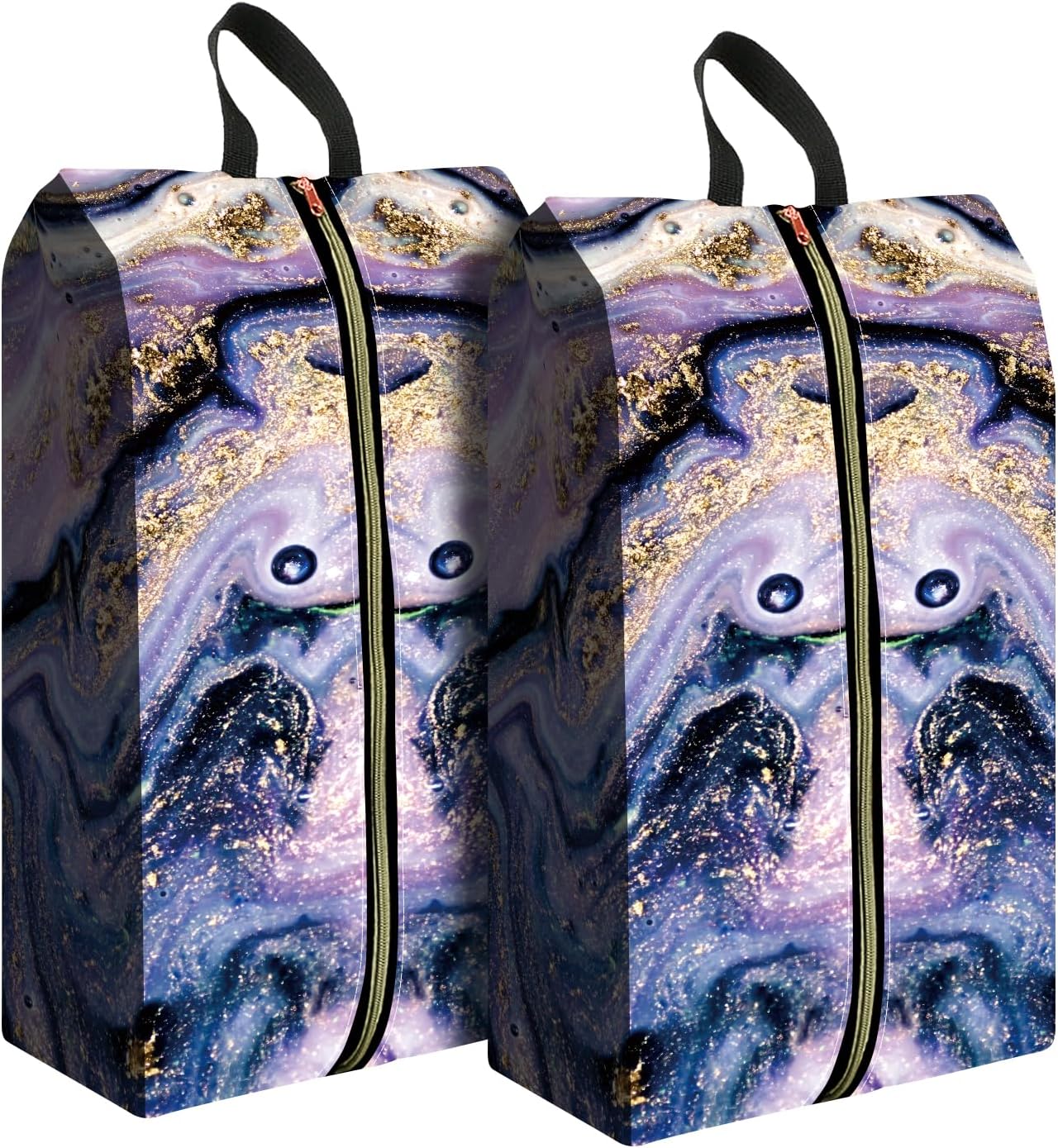 2pcs Shoe Organizer for Travel, Packing Shoe Travel Bags, Cute Shoe Bag with Zipper & Handle, Portable Travel Essentials for Women and Men Purple Marble