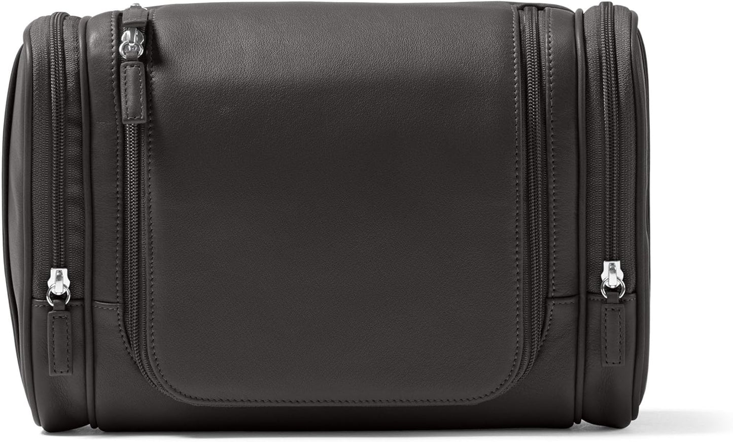 Leatherology Black Onyx Hanging Toiletry Kit – Full Grain Leather Travel Organizer with Hanger and Multiple Storage Compartments