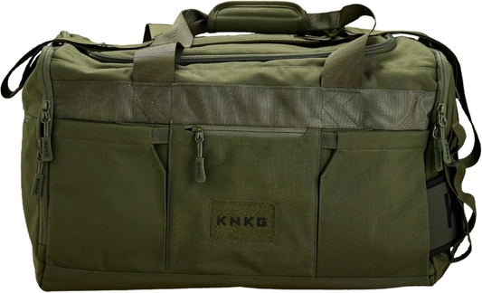 KNKG CORE Duffel Large 51L – Gym Bag with Lifting Belt Storage – Durable 500D Nylon, YKK Zippers – Green