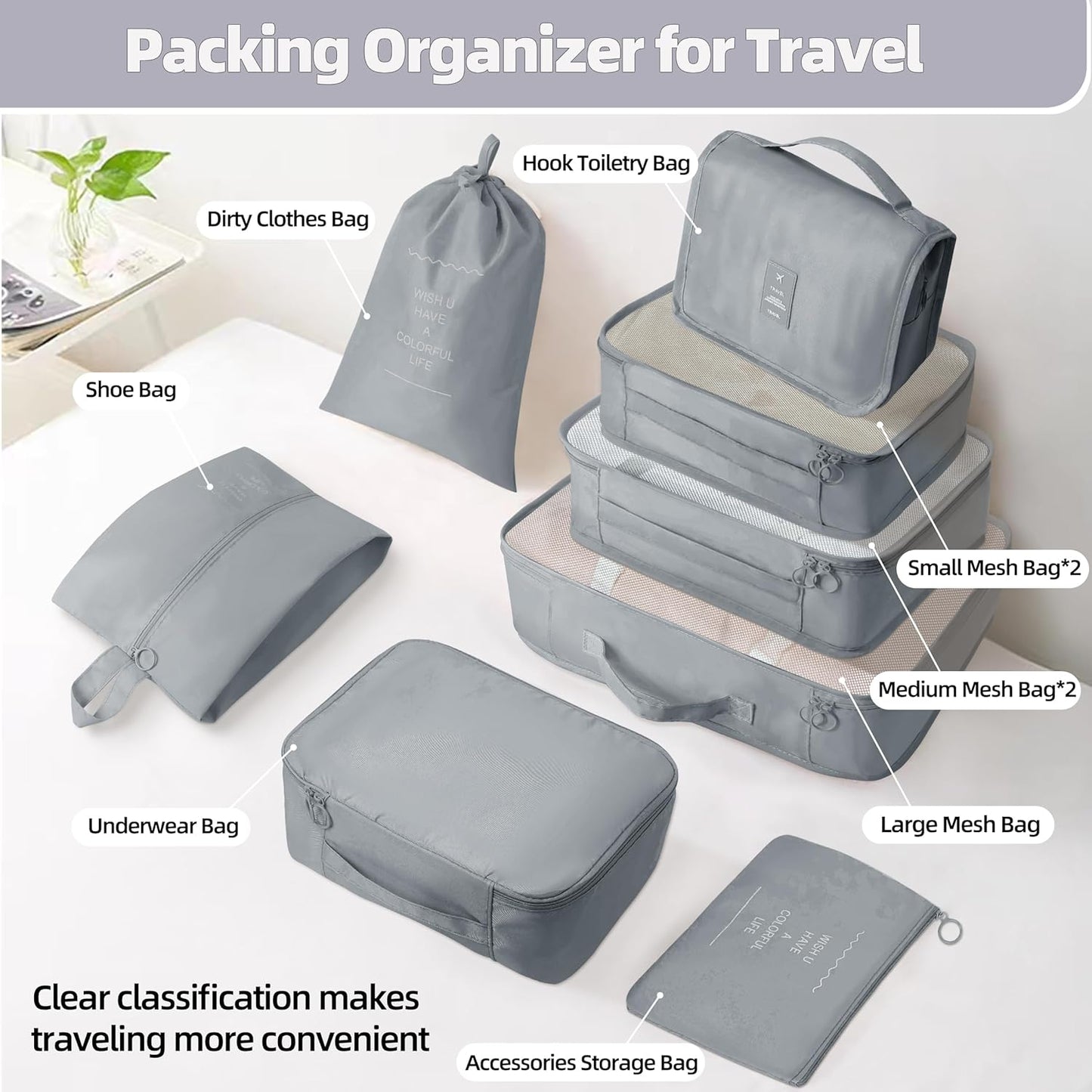 10 Pcs Set Packing Cubes - Travel Packing Organizers, Expandable Suitcase Organizer, Luggage Organizer Bags