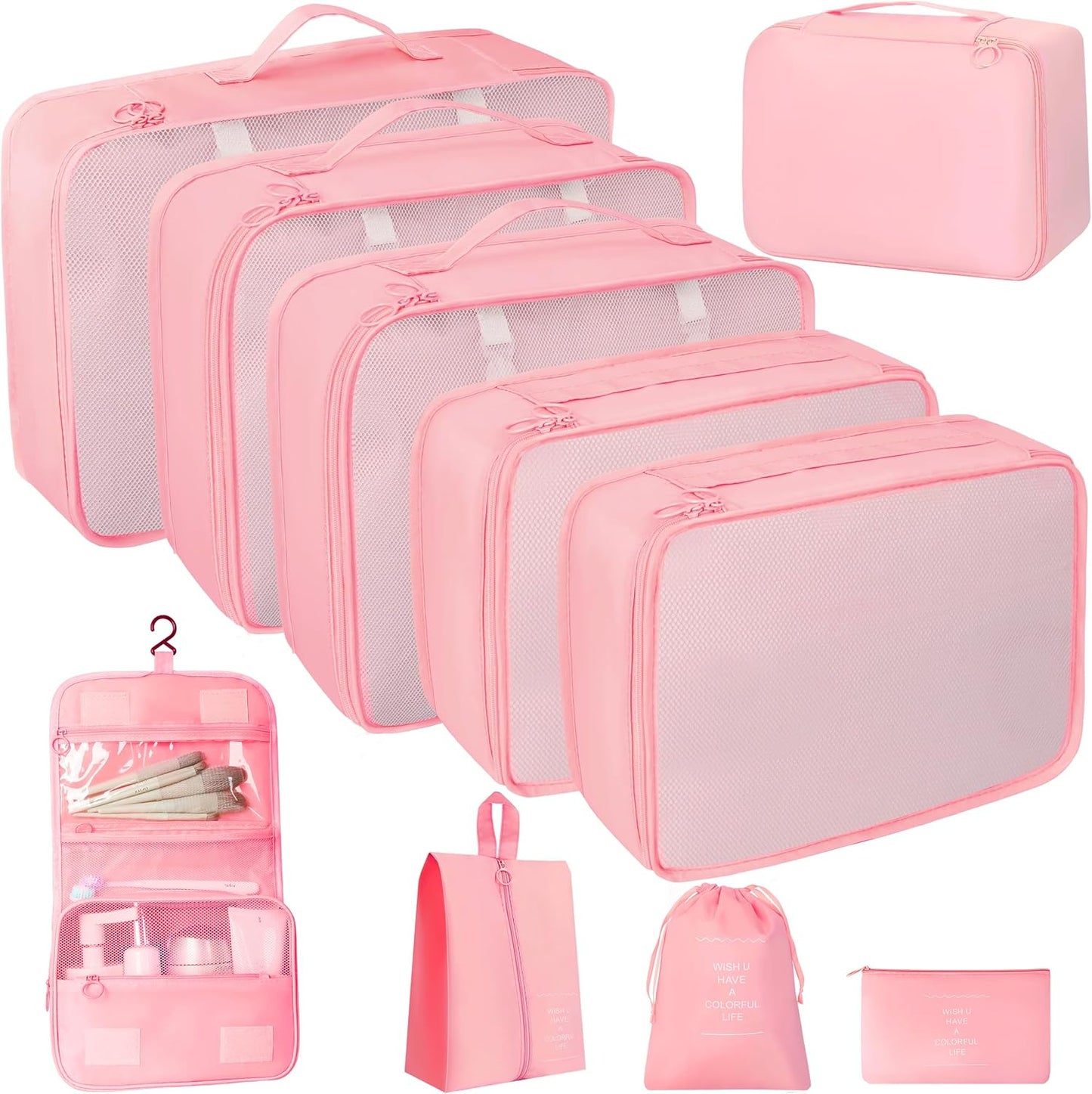 10 Pcs Set Packing Cubes - Travel Packing Organizers, Expandable Suitcase Organizer, Luggage Organizer Bags