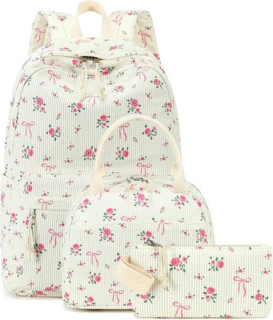 LEDAOU Backpack for Girls School Bag Kids Bookbag Teen Backpack Set Daypack with Lunch Bag and Pencil Case