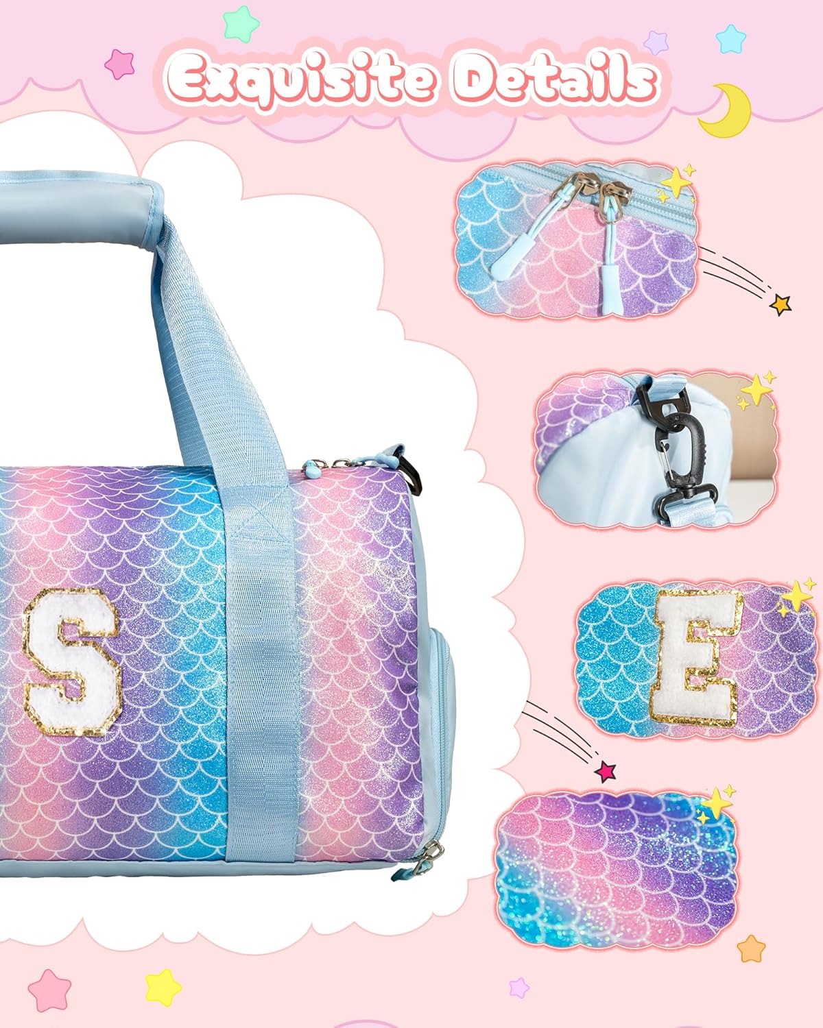 6 7 8 9 10 Year Old Girls Birthday Gift-Girl Gym Bag with Shoe Compartment, Kid Personalized Weekender Overnight Bags, Initial Travel Tote with Makeup Pouch, Easter Gifts for Teen (Letter Q)