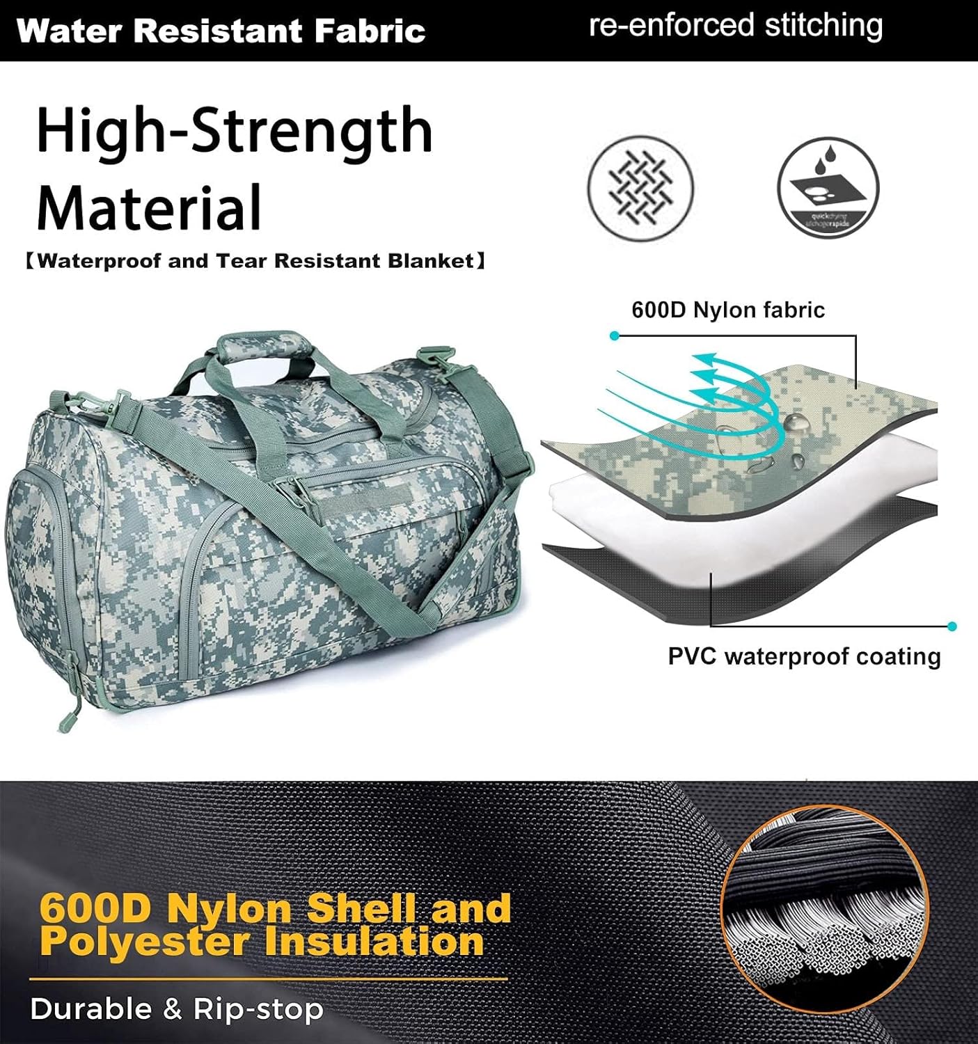 Gym Bag Duffle Bags for Men Women with Shoes Compartment Sport Weekend Travel Overnight Carry On Bag for Tactical Military Travel Work Out Bags (2.0 ACU)