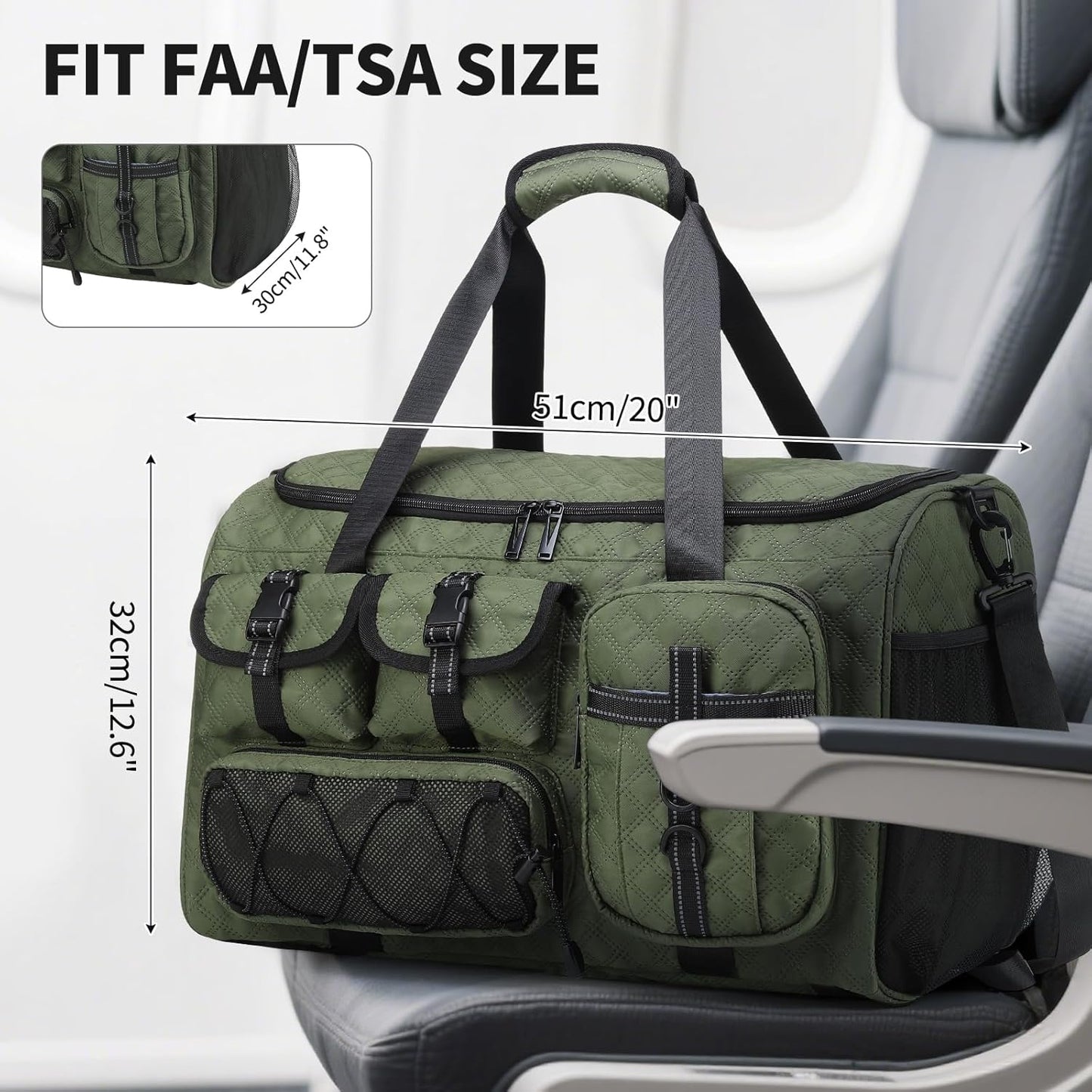 Gym Bag for Men Women, 40L Sport Duffel Bag, Anti-Theft Overnight Backpack W/Shoe Compartment for Fitness Travel, Army Green