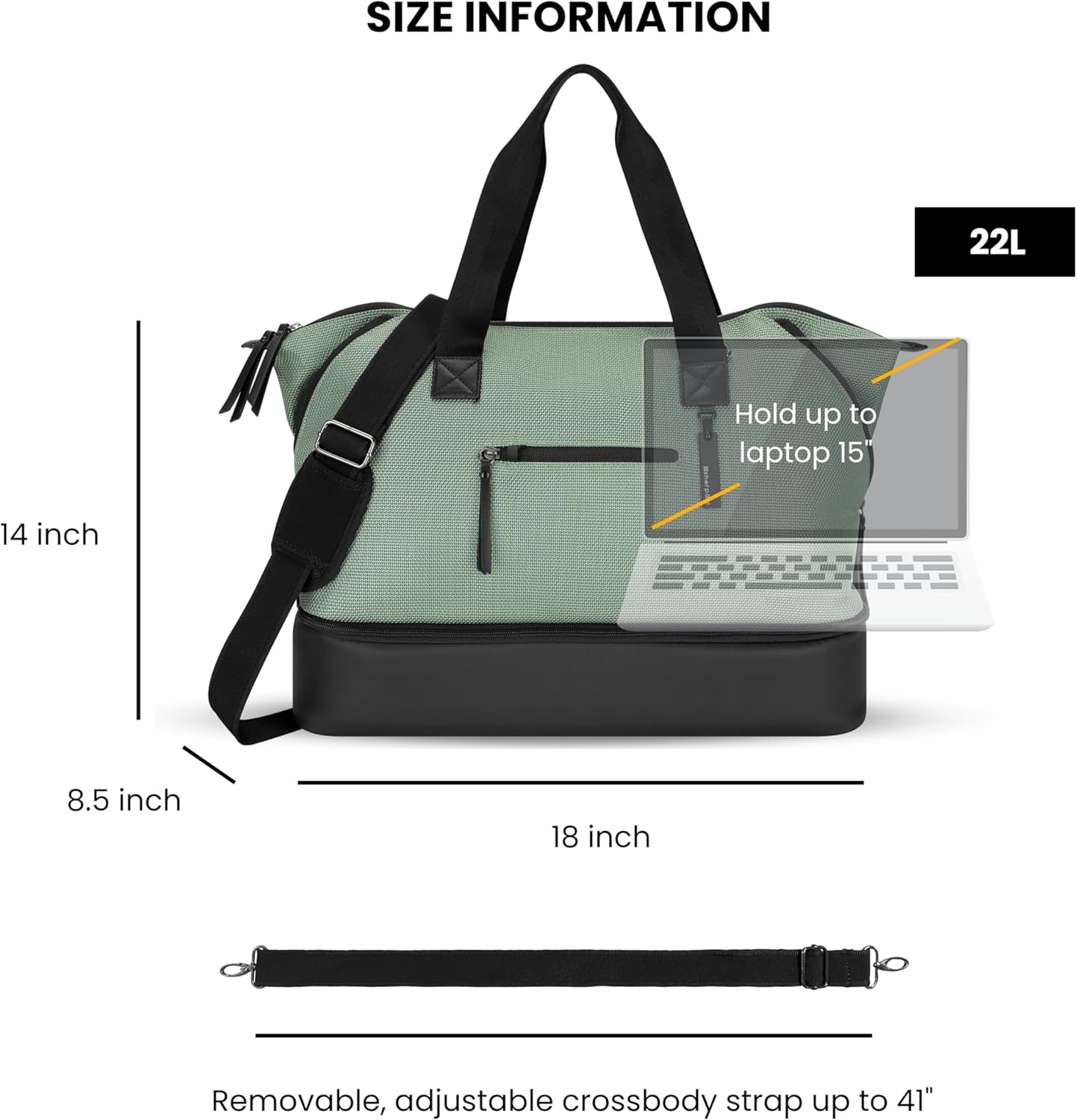 Sherpani Boston, Anti-Theft Weekender Bags,Travel Duffel Bag for Women, Carry On Tote Bag with Removable Shoe Bottom Compartment, Metal Hardware