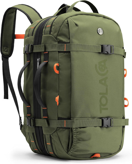 Tolaccea Travel Laptop Backpack for Men Women, 40L-50L Expandable Carry On Backpack with Wet Dry Compartment, TSA Approved Daypack Fits 16 Inch Laptop, Convertible Rucksack Duffel Bag for Work Travel