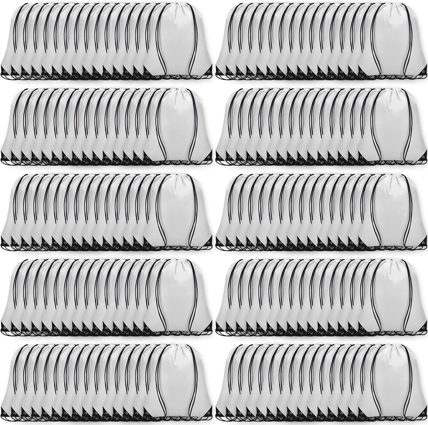 150Pcs Drawstring Backpack Bulk Cinch Sackpack Drawstring Bags Nylon for Gym Party Trip(White)