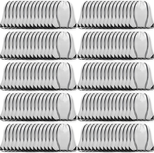 150Pcs Drawstring Backpack Bulk Cinch Sackpack Drawstring Bags Nylon for Gym Party Trip(White)