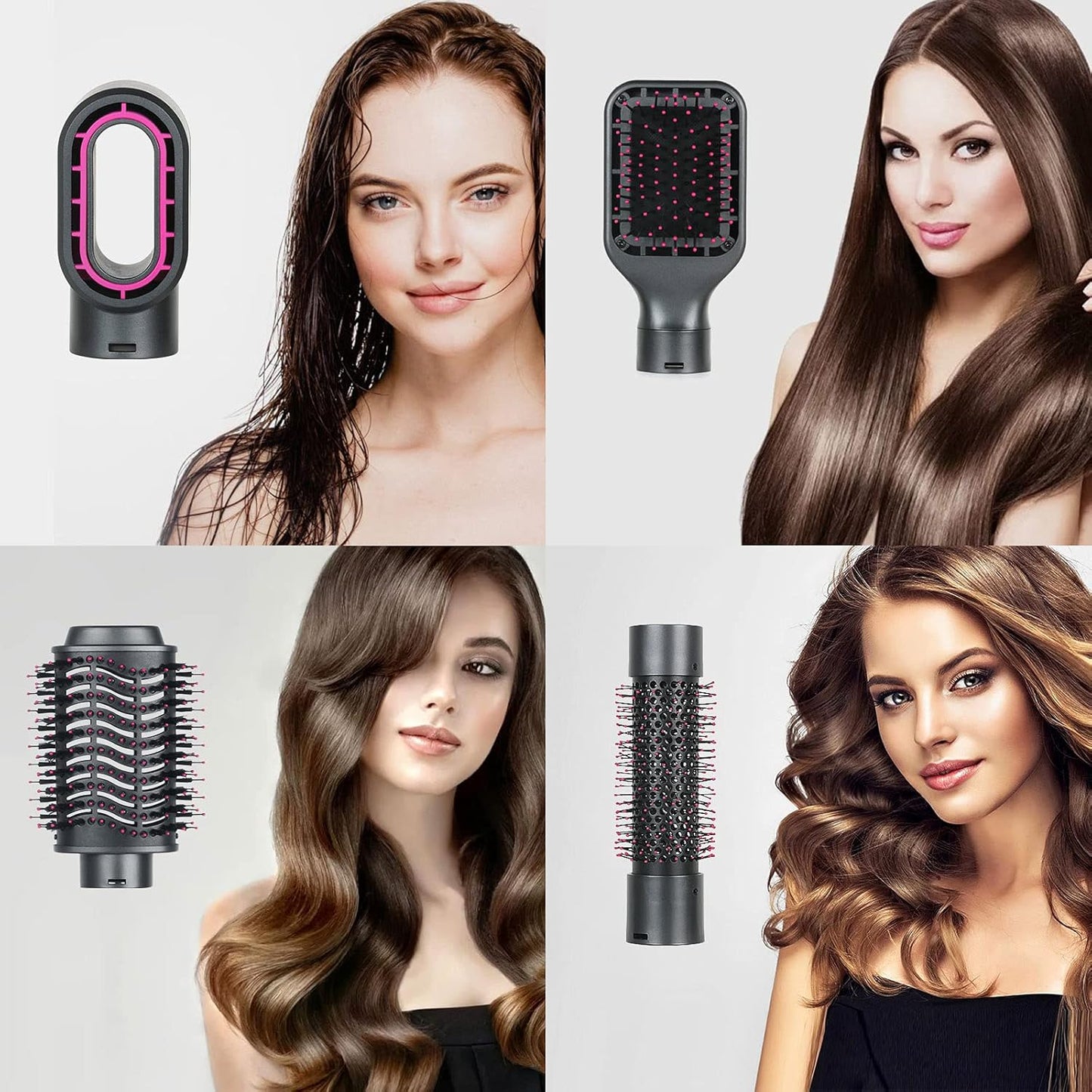 Hair Dryer Brush, 4 in 1 One Step Professional Hot Air Brush for Curling Drying Straightening Combing, [Ceramic Coating][Negative Ion] Volumizing Blow Dryer Brush