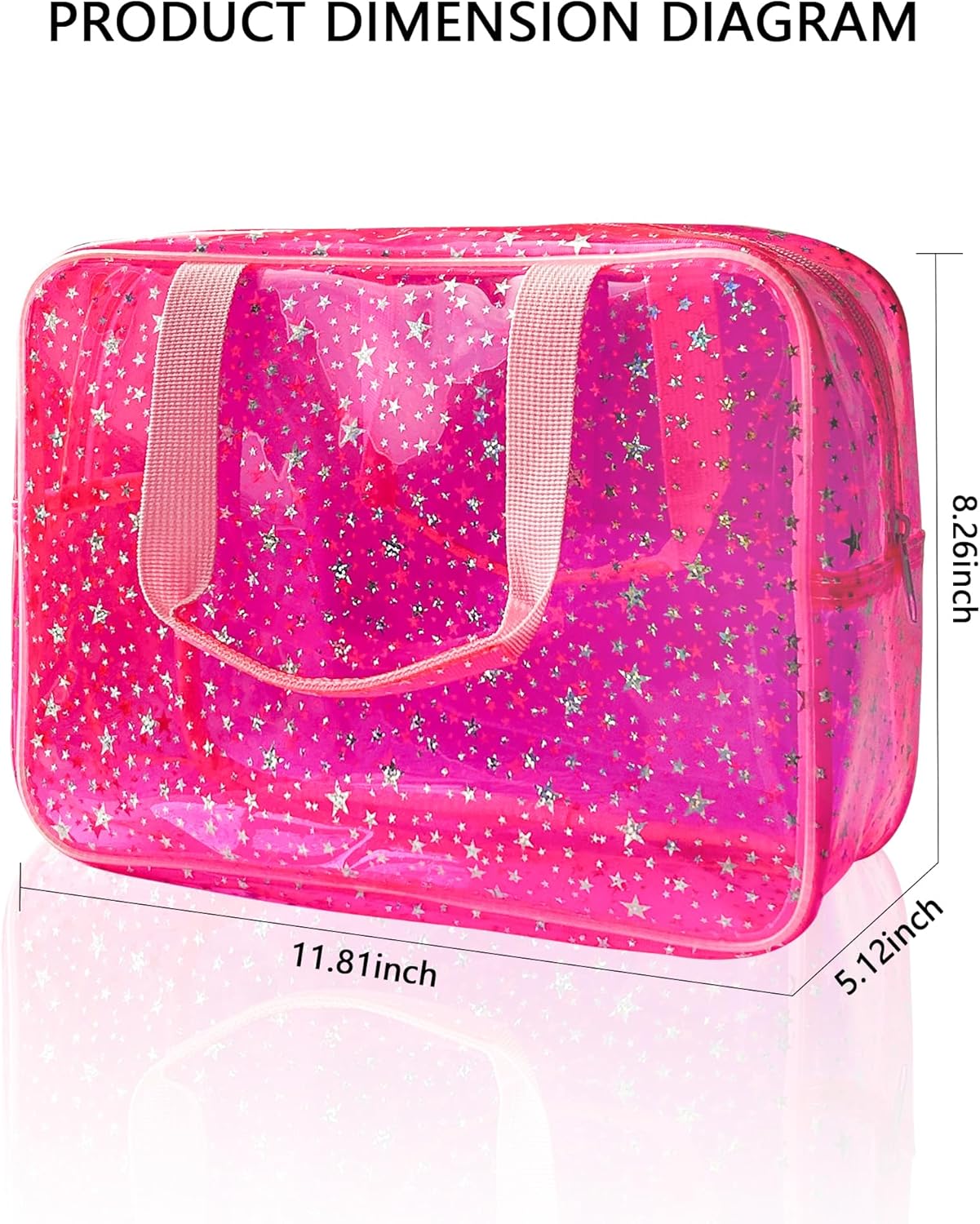 ONEART Waterproof PVC Cosmetic Bag - Clear Makeup Pouch for Travel Toiletry Organizer - Wrinkle-Resistant & Lightweight (1-Pack) (Pink)