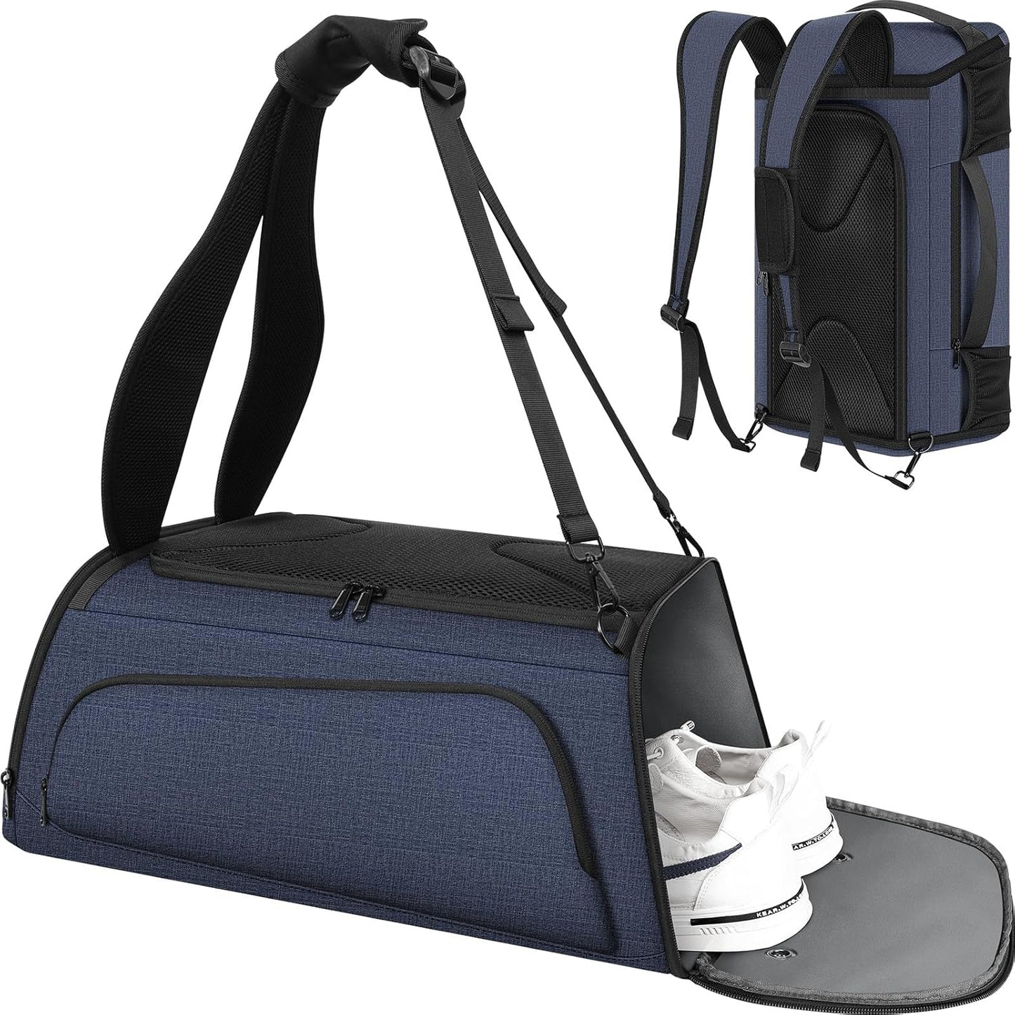 Gym Bag for Women Men, Duffle Travel Bag with Shoes Compartment and Wet Pocket, Waterproof Overnight Carry On Bag Backpack with Two Elastic Bottle Holders for Travel, Workout, Sports, Weekend - MIYCOO