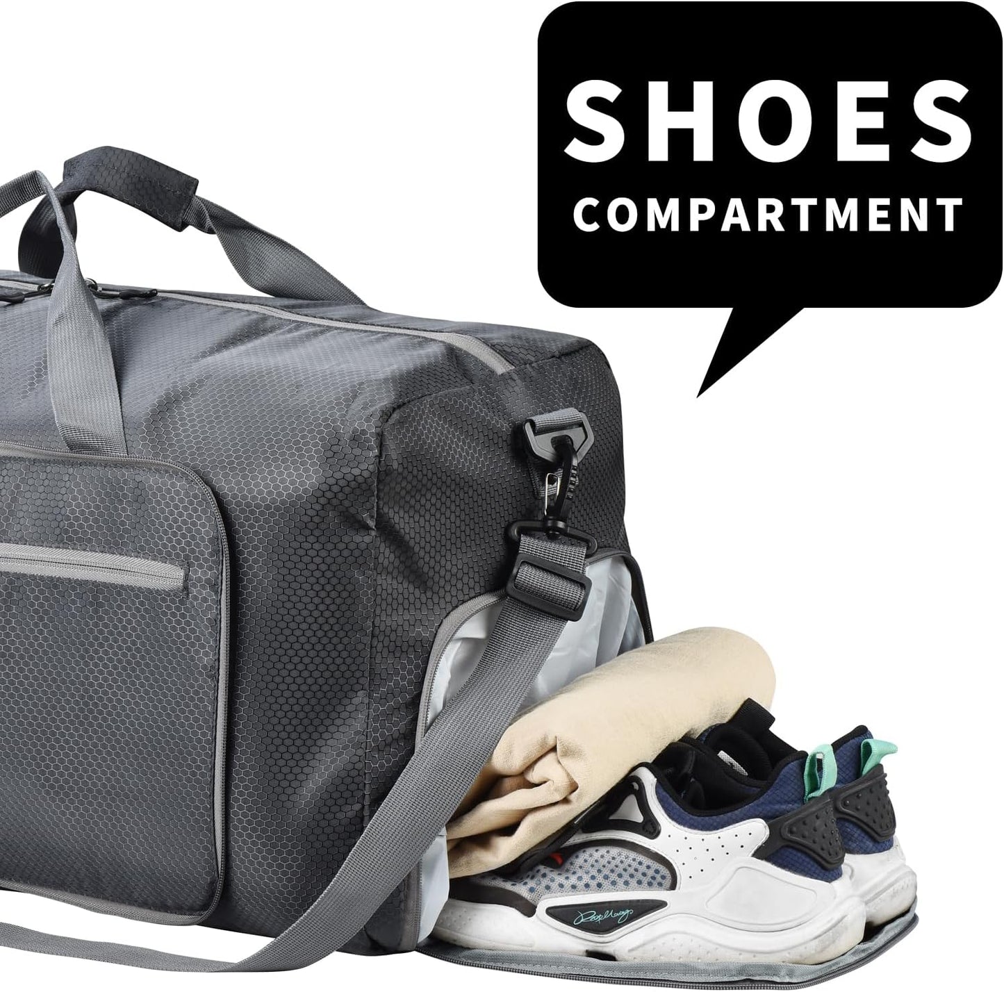 Felipe Varela Duffle Bag with Shoes Compartment and Adjustable Strap,Foldable Travel Duffel Bags for Men Women,Waterproof Duffel Bags