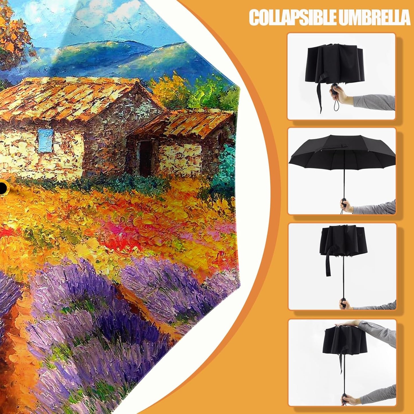 Small Compact Travel Automatic Folding Umbrella for Women, Portable Lightweight, Rain, Wind, UV Sun Shade