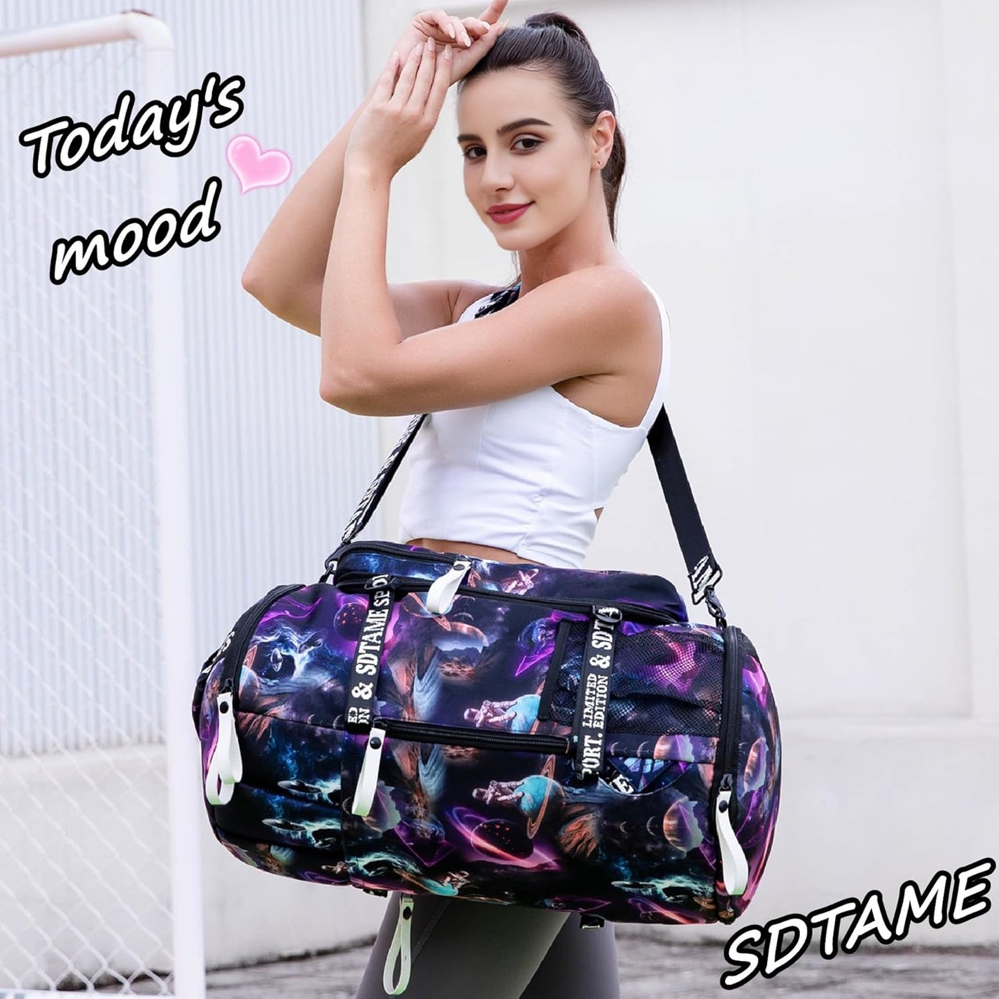 Gym Duffle Bag Backpack with Shoe Compartment,4 ways Travel Backpack for Women and Men,Multi-Functional Weekender bag with Waterproof Layer&Laptop Compartment for Fitness, Travel,Camping