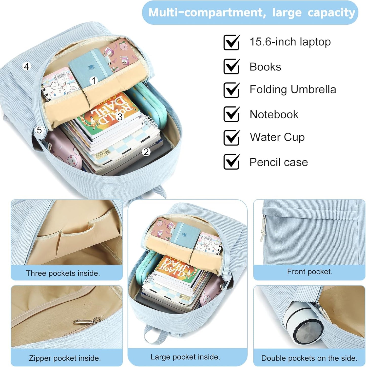 LEDAOU School Backpack Teen Girls Lightweight Bookbag Elementary Middle School Backpacks College Laptop Bag Travel Daypack