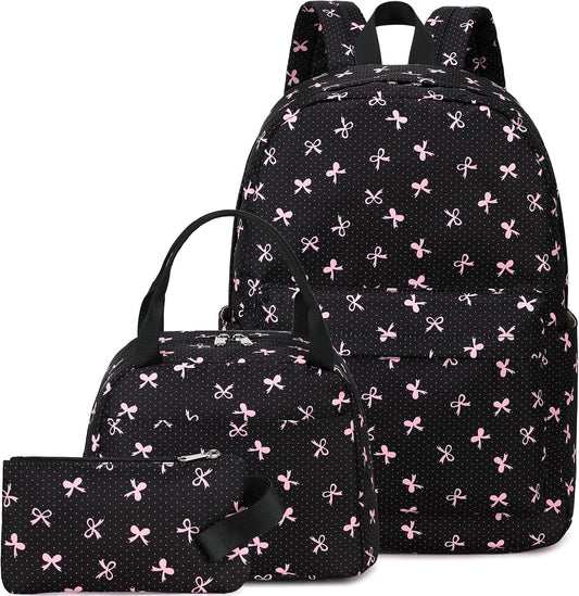 LEDAOU Backpack for Girls School Bag Kids Bookbag Teen Backpack Set Daypack with Lunch Bag and Pencil Case