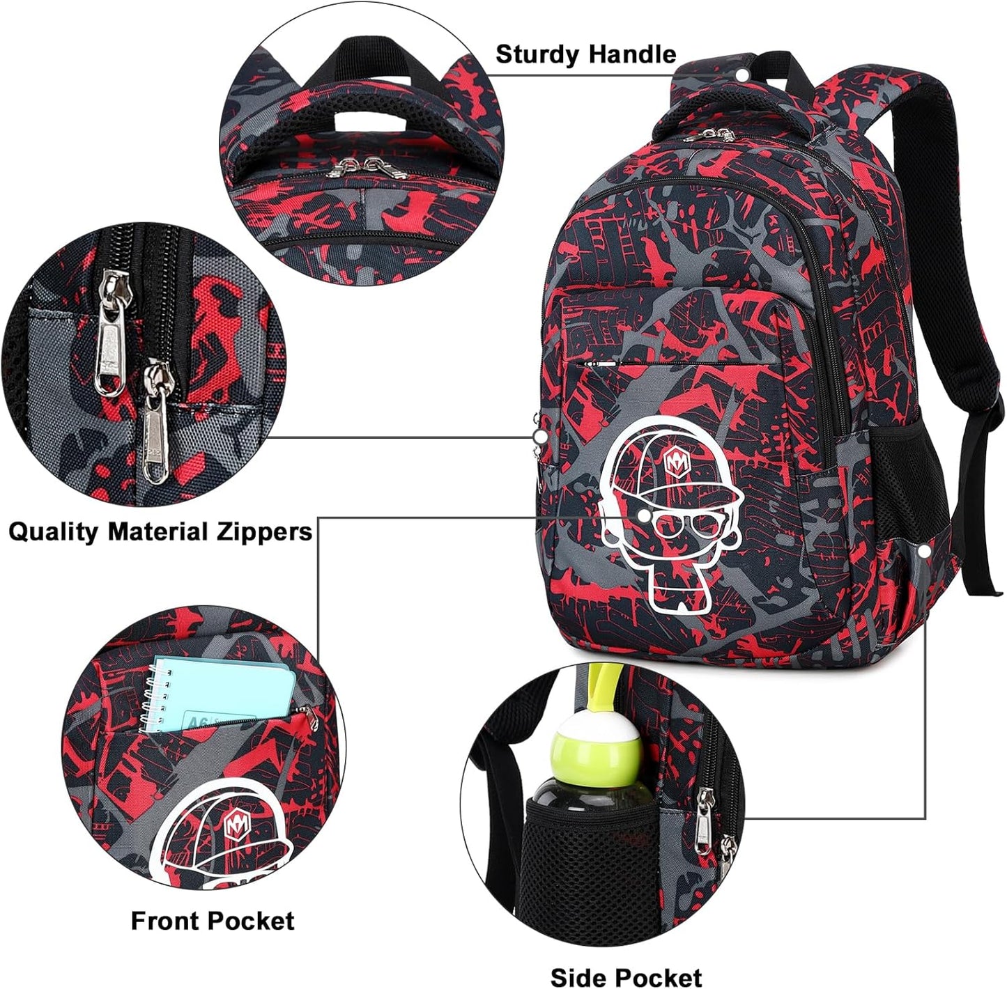 LEDAOU School Backpack for Boys Girls Kids Bookbag Elementary Primary Middle School Bag Travel Back Pack for Ages 6-14