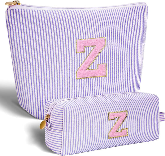 Personalized Makeup Bag for Women Girls - Fashion Cosmetic Bag Trendy Travel Toiletry Bag with Initials Letter - Teen Gifts - Lavender,Z