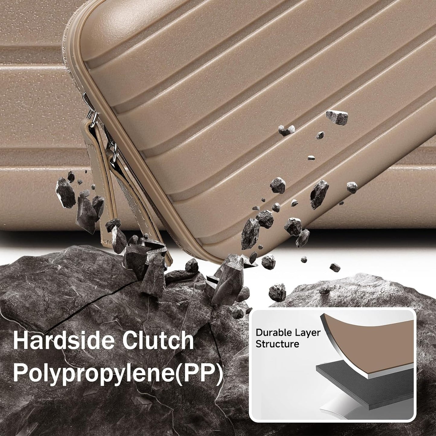 Somago Hard Shell Suitcase Handbag with Adjustable Strap Mini Cosmetic Handbag Cell Phone Purse Bag for 6.9" Shoulder Bag(Noble Golden)