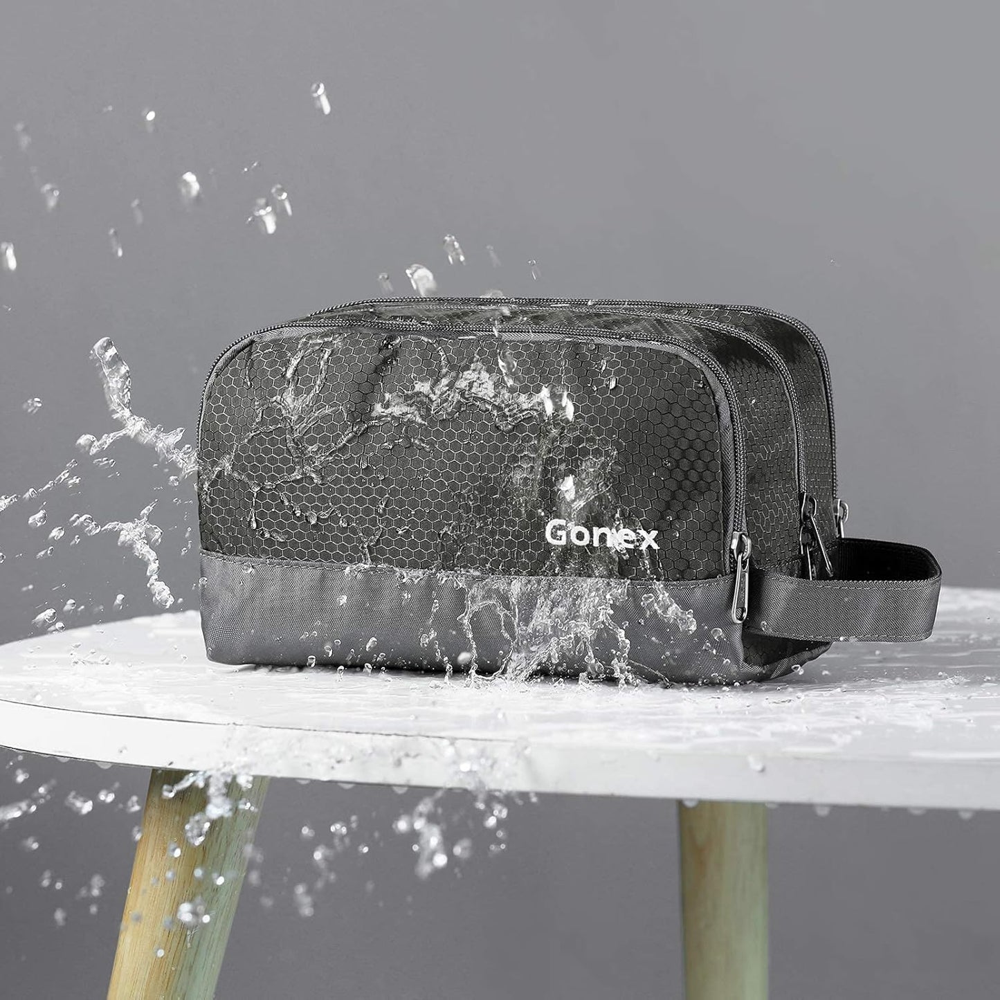 Gonex Travel Toiletry Bag Nylon, Shaving Bag Toiletry Organizer Gray