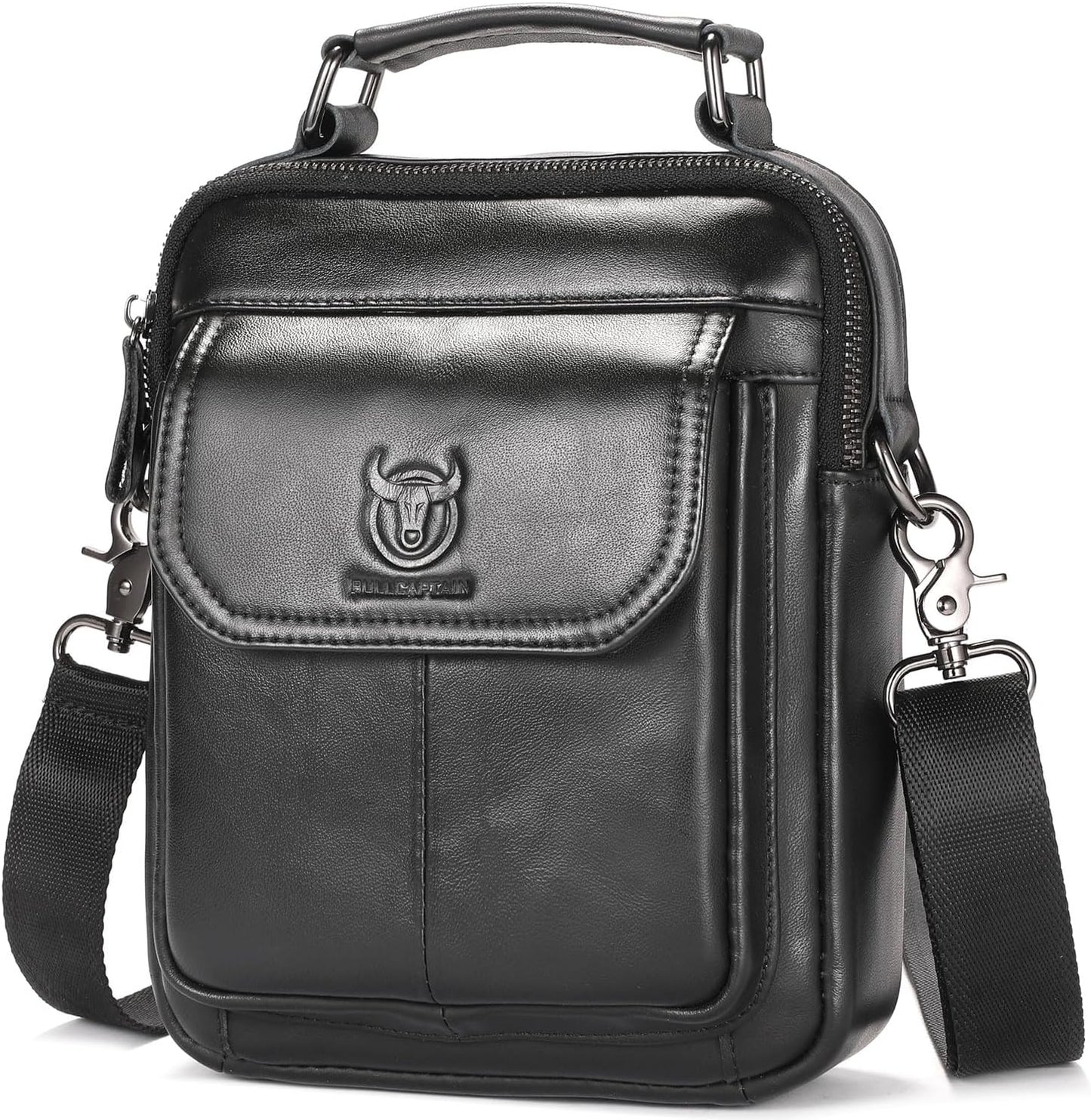 Leather Shoulder Bag for Men Casual Crossbody Bag Travel Vintage Messenger Bag Multi-function Handbag Satchel