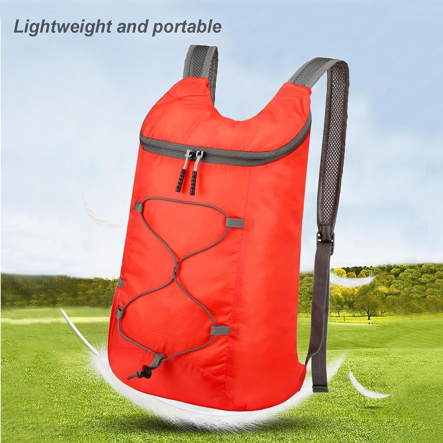 16L Lightweight Foldable Hiking-Backpack Small Packable-Daypack For Travel,Ultralight Water-Resistant Gym Bag Men Women Easy Carry-on (Red)