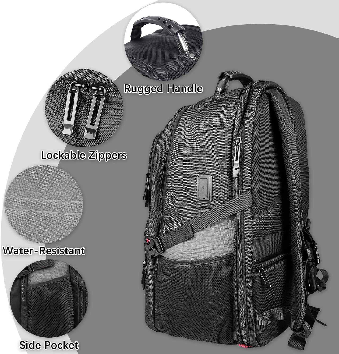 18.4 Inch Extra Large Travel Backpack, TSA Laptop Backpack with USB Port, 55L Water Resistant Carry on College School Computer Backpack Men Women, Grey