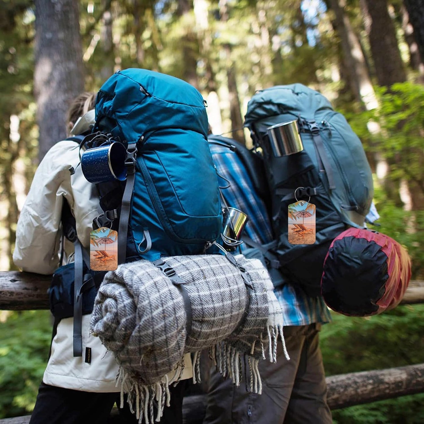 Luggage Tags for Suitcase Chairs Umbrella in Palm Beach 2 PCS Leather Travel Luggage Tag with Stainless Steel Loop Name ID Label Privacy Cover for Women Men Travel