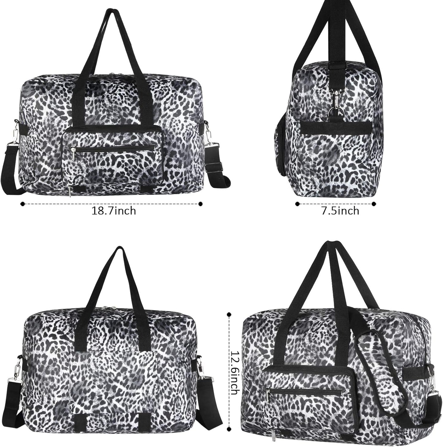 F.FETIVIN Travel Foldable Waterproof Duffel Bag - Lightweight Carry on Luggage Tote Duffel Bag(Leopard Print)