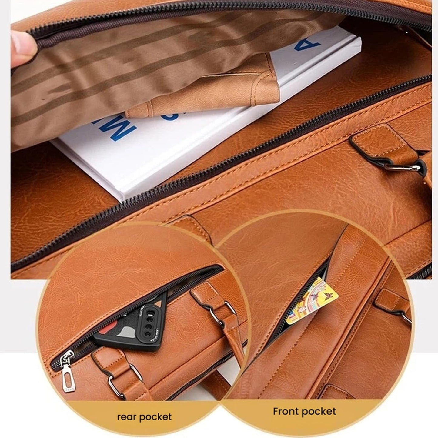 leather Laptop Bag for Men 16 inch Laptop Briefcase Waterproof,Handbags Shoulder Crossbody Bag Business