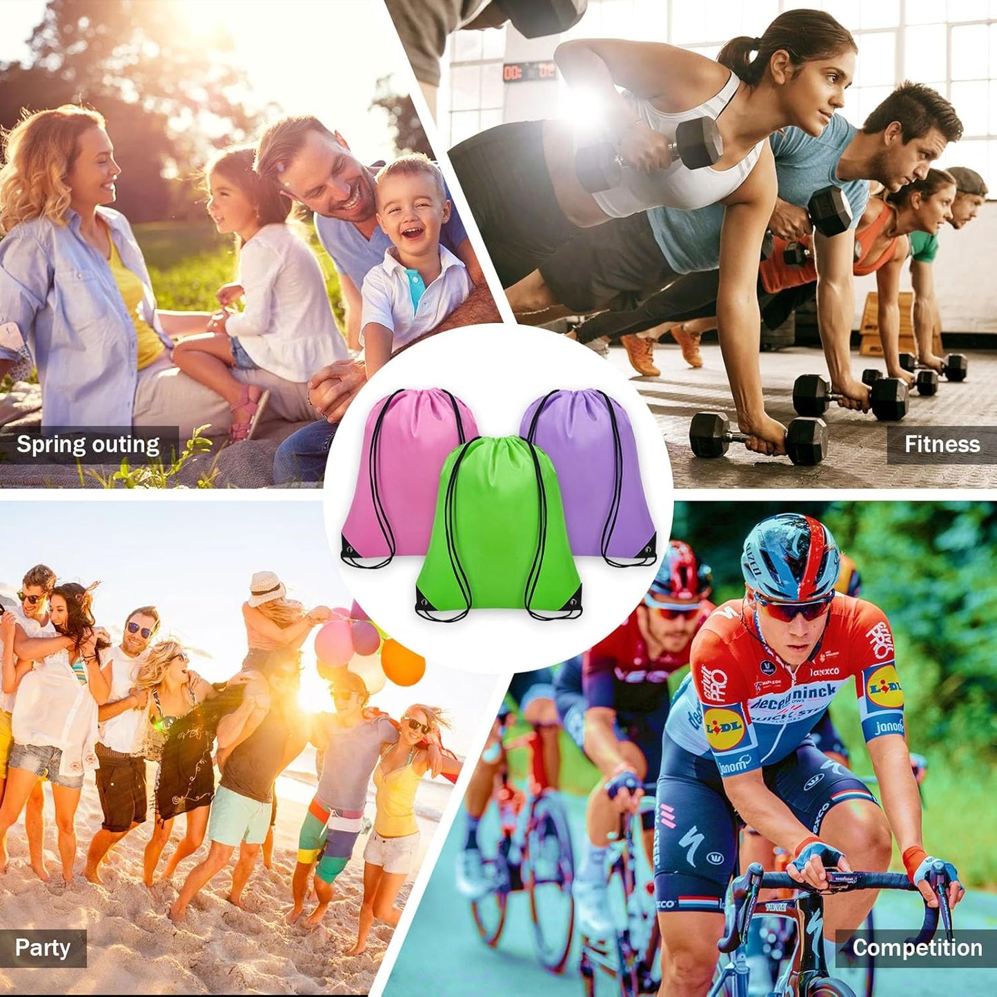 150Pcs Drawstring Backpack Bulk Cinch Sackpack Drawstring Bags Nylon for Gym Party Trip(10 Colors)