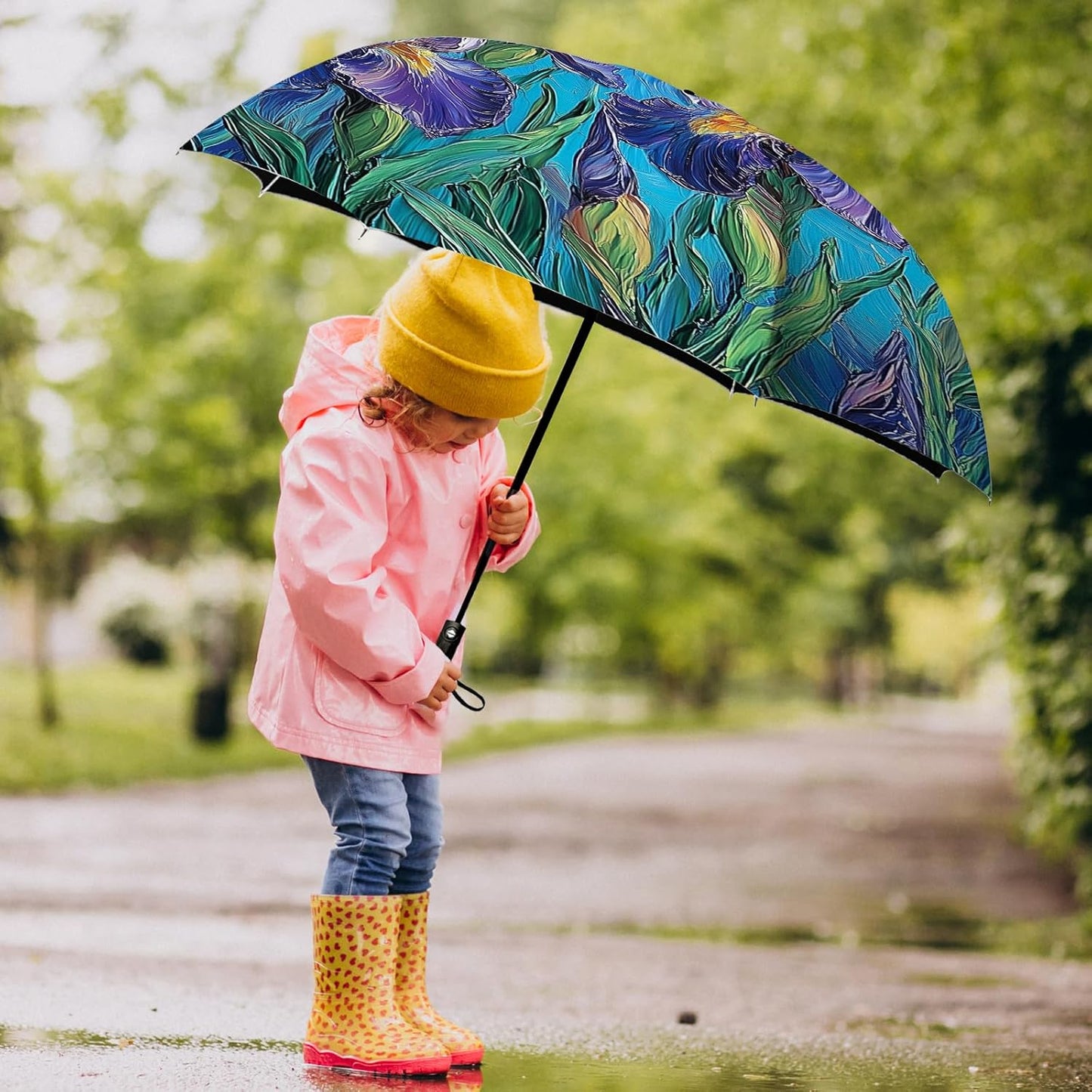 Small Compact Travel Automatic Folding Umbrella for Women, Portable Lightweight, Rain, Wind, UV Sun Shade