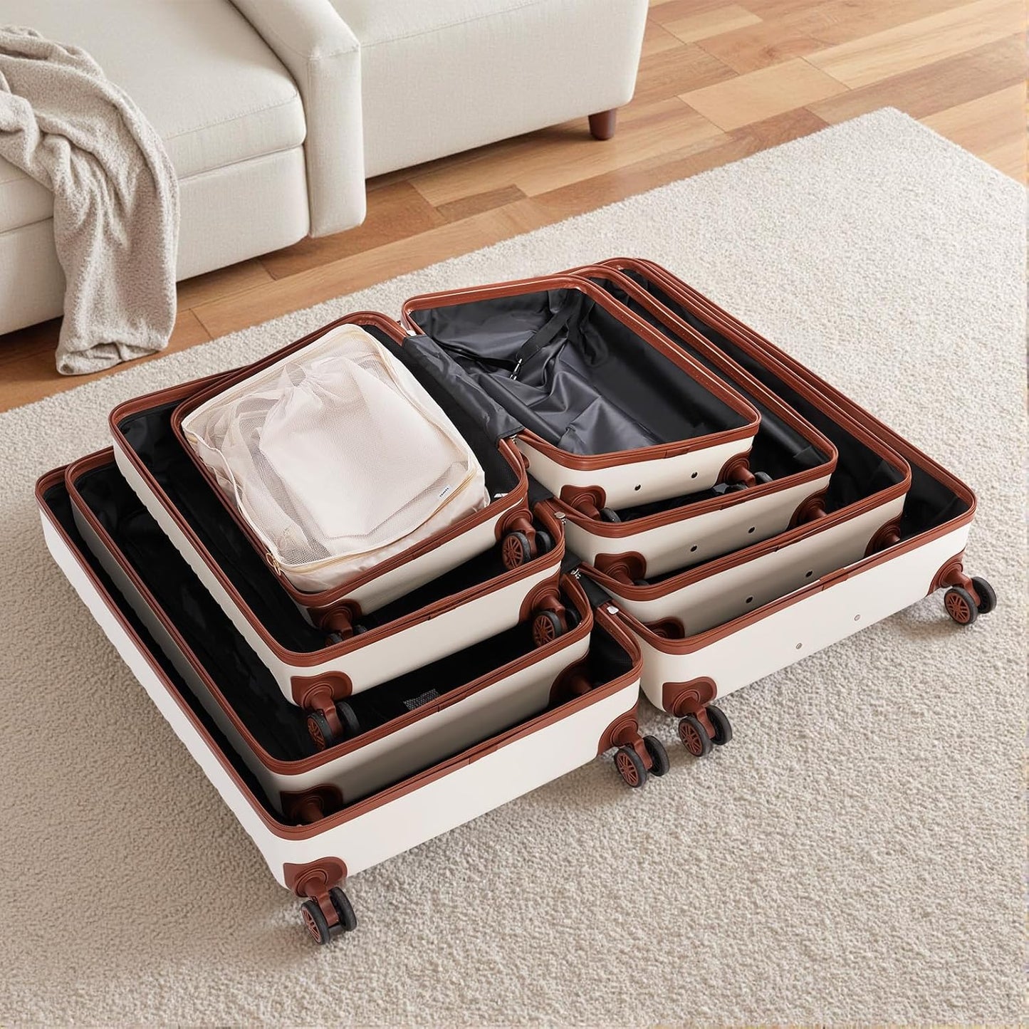 10 Piece Luggage Sets, 3 Piece Suitcase Set, 20 inch Carry on Luggage, 24 inch and 28 inch Checked Luggage with 7PC Packing Bags