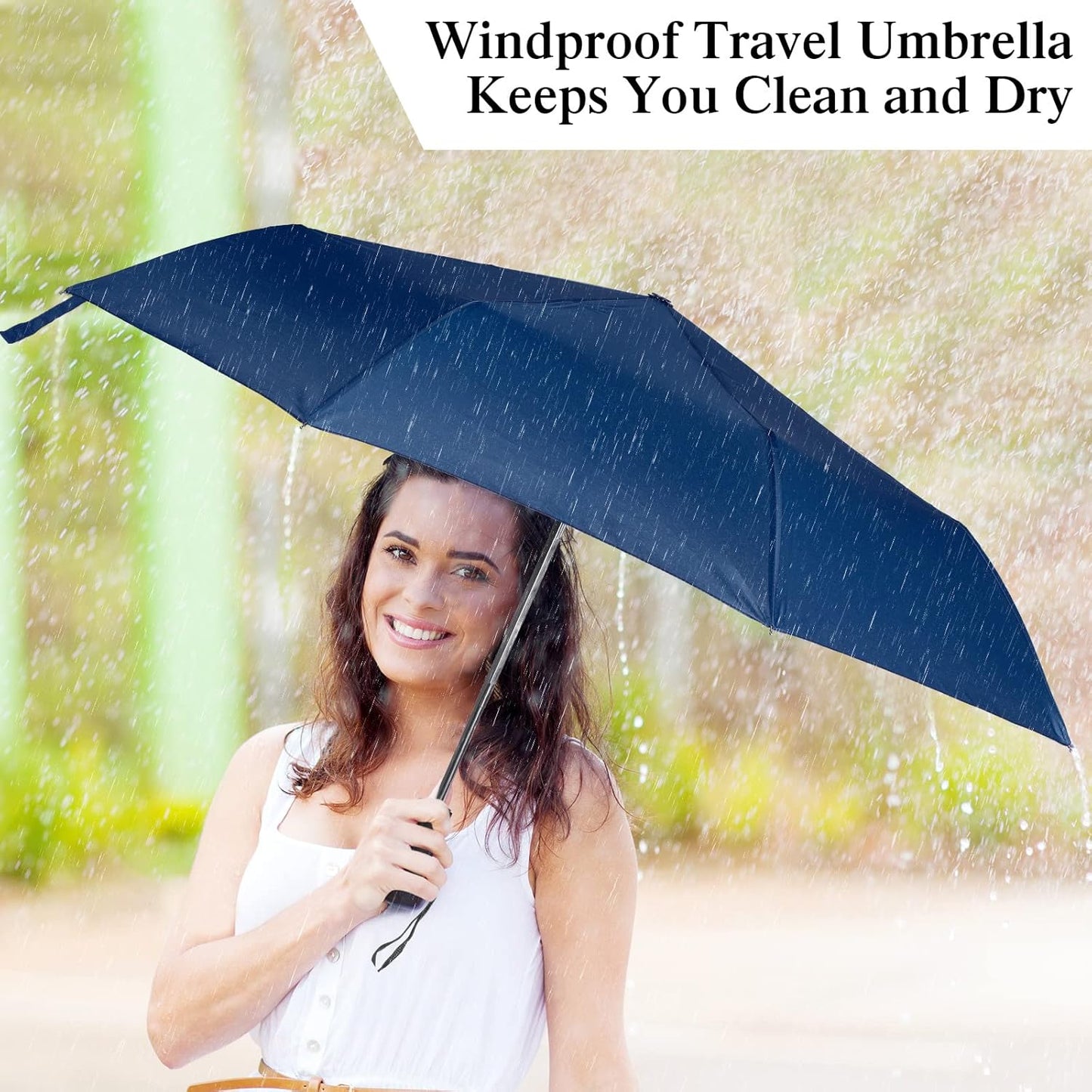 Reginary 6 Pack Umbrella Bulk Windproof Travel for Rain Automatic Open and Close Umbrella Collapsible Folding Rain Backpack Portable for Men Women