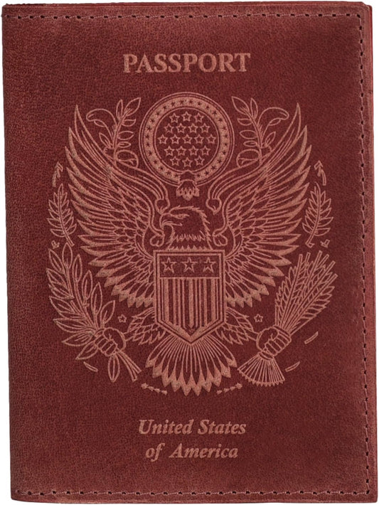 LEATHER VILLAGE Leather Passport Holder Cover – Travel Wallet with Card Slots, Vintage Passport Case for Men & Women – Cute Organizer for Travel Accessories & Documents - Fuchsia