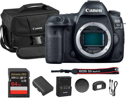 Canon EOS 5D Mark IV DSLR Camera (Body Only) – Full-Frame 30.4MP DSLR with 4K Video, Dual Pixel AF & Built-in Wi-Fi (1483C002) + Canon Shoulder Bag + 64GB Memory Card