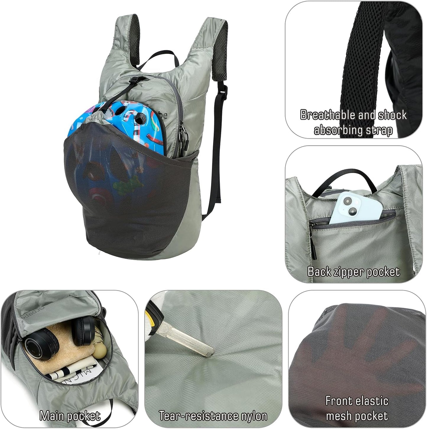 15L/25L Small Packable Lightweight Backpack Hiking Daypack Water Resistant Foldable Outdoor Camping Travel Bag for Women Men