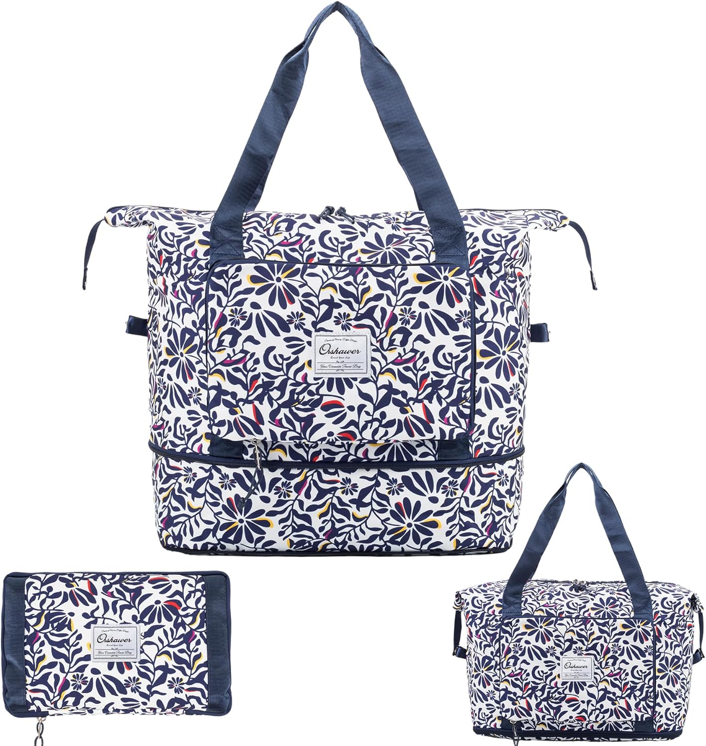 Large Capacity Foldable Travel Bag Expandable Portable Carry on Bag Dry&Wet Separation Sports Duffel Bags