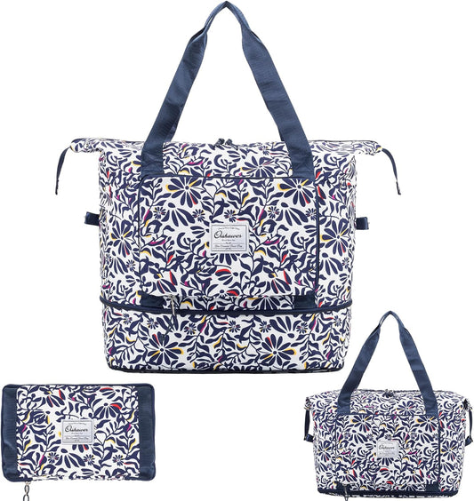 Large Capacity Foldable Travel Bag Expandable Portable Carry on Bag Dry&Wet Separation Sports Duffel Bags