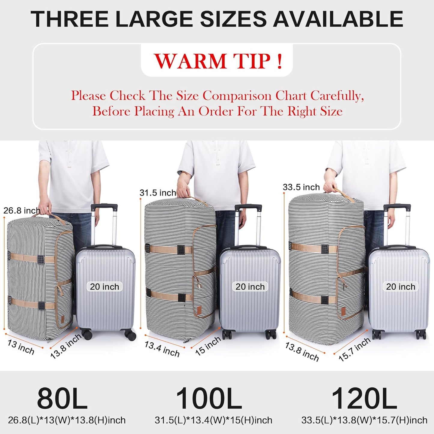 100L Duffle Bag for Travel, Large Foldable Waterproof Travel Duffel Bags Weekender Overnight Bag for Men and Women with Shoe Compartment (Stripe)