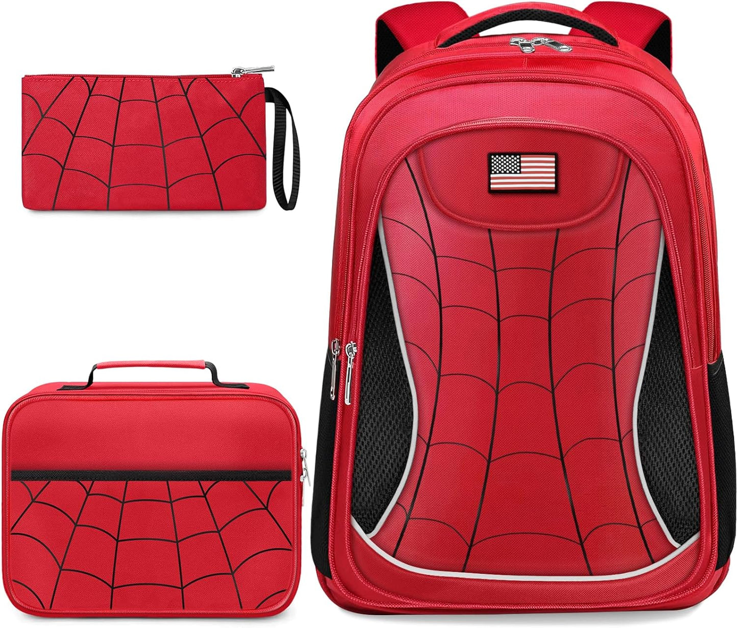 Kids Backpack for Boys，3PCS Boys Backpack with Lunch Box Set for Children Elementary Middle School Students，Lightweight School Bookbag for Travel and Daily Use